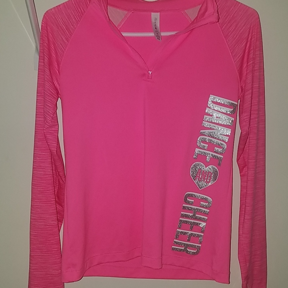 A hoodie with a pink zipper